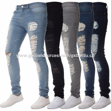 Wholesale 5 Colors Stretch Pants Skinny Fit Ripped Denim Trousers Jeans Men  - Buy China Wholesale Men Jeans $6