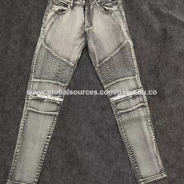 Motorcycle Biker Denim Fabric Pants 