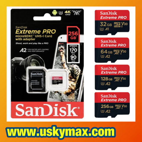 Sandisk Extreme Pro 32GB / 64GB / 128GB / 256GB SDHC SDXC A1 A2