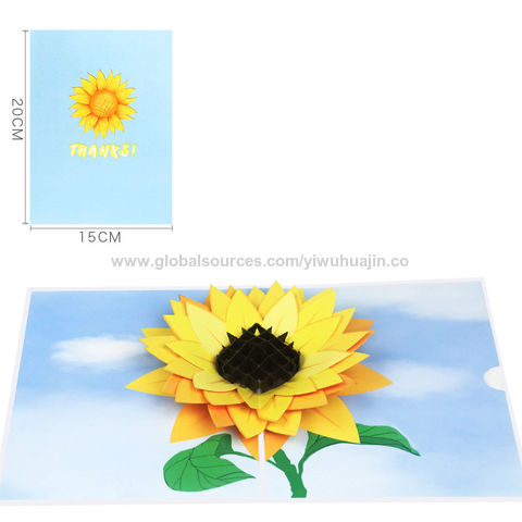 Ribbli Sunflower 3D Pop Up Card,Greeting Card,Thank You Card,Anniversary Card,Flower For Birthday,Father’s Day,Mother’s Day,Valentine's Day,Wedding,Graduation,Thanksgiving,Christmas,Any Occasion