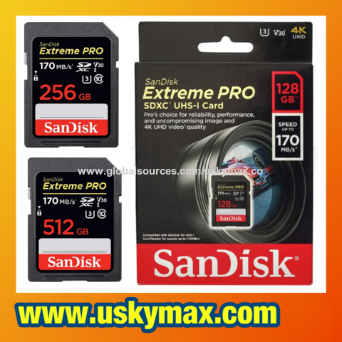 Achetez en gros Offre Pour Sandisk Extreme Pro Sdxc Uhs-i 32gb 64gb 128gb  256 512gb 1tb Carte Sd U3 A2 V30, Sdsdxxy Hong Kong SAR et Extrême Pro Sdxc  à 9.8 USD
