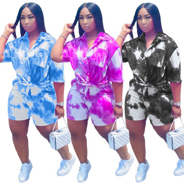 Buy Wholesale China New Wholesale Plus Size Women's Fashion Casual Tie-dye  Shirt And Shorts Two-piece Suit & Woman Clothes at USD 8.27 | Global Sources