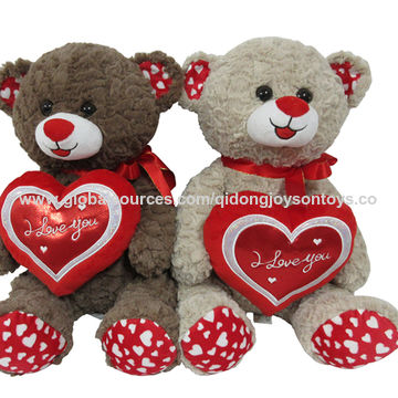Je t'aime! 10' Ours en peluche avec cœur rouge, poupée d'ours en peluche  douce jouets en peluche Décor de Saint-Valentin Cadeaux pour elle / petite  amie amant maman enfants (b
