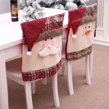 Gray Dining Chair Covers Felt Chair Back Cover Santa Claus Cap Chair Back Seat Cover Xmas Dinner Table Party Decor Set of 4pcs Christmas Chair Covers