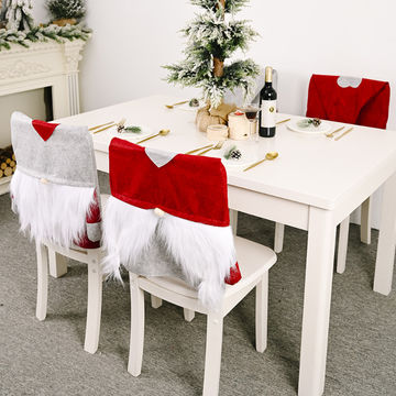 NOZOMI 4 pcs/set Christmas Chair Back Cover Table Decoration Santa Snowman Red Hat Chair Seat Slip Cover for Xmas Dining Room Kitchen Dinner Party Décor 49X60cm 