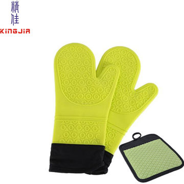 Cooking Grill Gloves Silicone Kitchen Gloves Microwave Oven Gloves Kitchen Heat Resistant Long Mitt Silicone Flexible Double Layers Quilted Liner BBQ Baking Grilling Glove Red