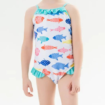Hot Full Print Bikini Set Swimwear Young Girls Children High Waist