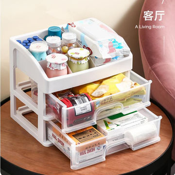 1pc Large Capacity Cosmetic Storage Box with Drawer-Dustproof
