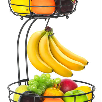 Buy China Wholesale Kitchen 2-tier Countertop 2 Tier Fruit Basket Bowl With Banana  Hanger For Kitchen Countertop & Fruit Basket $5.98