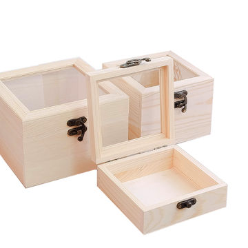Burnt Wood Trading Card Storage Box with 4 Compartments, 4 Acrylic
