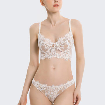 French Lace Ultra Thin Bra Set Sexy Deep V Women Underwear High