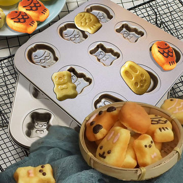9 Cavity Mini Bear-shaped Carbon Steel Muffin Pan Cute Bear
