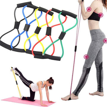 8 Type Fitness Resistance Band Rope Tube Elastic Exercise for Yoga Pilates YU
