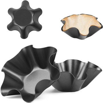 Non-Stick Fluted Tortilla Shell Pans Heat Resistant Flower Baking Molds Large Taco Salad Bowl Makers Carbon Steel Mold Baking Pan 