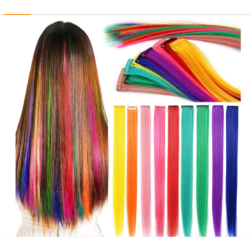 9PCS Princess Party Highlight Yellow Hairpieces Colored Hair Extensions ...