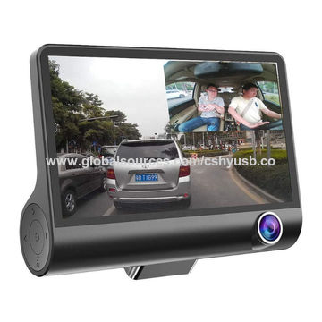 Caméra DVR de voiture Full HD à 3 objectifs, écran 4.0 pouces grand angle, caméra embarquée à double objectif avec caméra de recul for sale at factory direct price