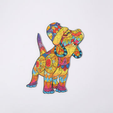 Colorful Dog Wooden Puzzle Jigsaw Adults & Kids Unique Shape Jigsaw Best Gift 