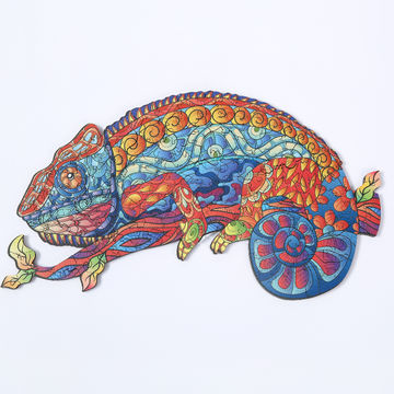 Wooden Jigsaw Puzzles Chameleon Shape Jigsaw Pieces Adult Kids Toy Home Decor UK 