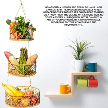 Kitchen Science Hanging Fruit Baskets For Kitchen, 3-tier Woven Wicker  Seagrass Baskets - Explore China Wholesale Hanging Fruit Baskets For  Kitchen and Fruit Baskets, Fruit Baskets For Kitchen, Hanging Fruit Baskets