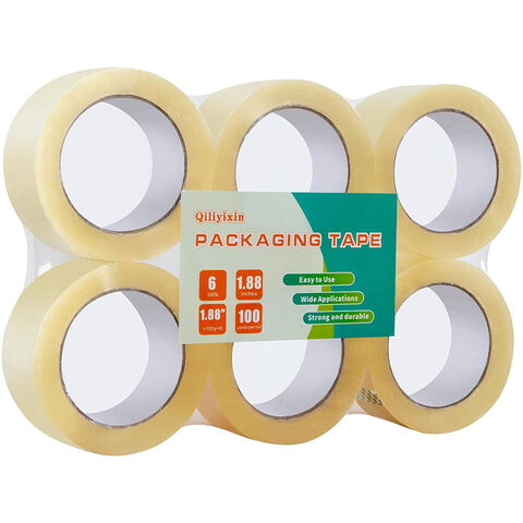 Cinta Adhesiva de Embalaje de Alta Resistencia para Mudanzas y Envíos (6 Rollos), 91.4 Metros por Rollo, 48mm x 91.4 Metros, Transparente - Ideal para B2B