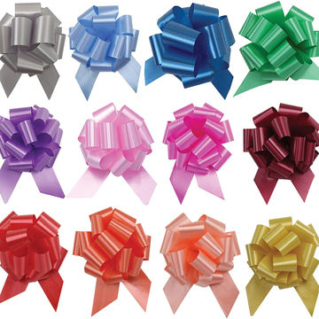 Christmas Ribbon Pull Bows for Holiday Decoration Christmas Wrapping Bows Baskets and Wine Bottles Decoration Pack of 12 
