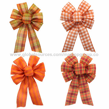 Laços de fita de poliéster personalizados para Halloween, novo design de laços xadrez, presentes, decoração de outono para feriados for sale at factory direct price