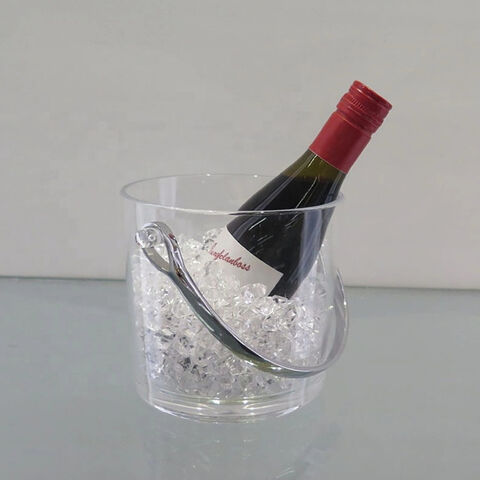 Balde de gelo acrílico de alta demanda para vinho, champanhe e cerveja, balde de gelo de plástico transparente com alça for sale at factory direct price