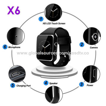 ¡Novedad de 2021! Reloj inteligente X6 con pantalla táctil para cámara, tarjeta SIM TF BT GPS IP68, reloj Bluetooth impermeable