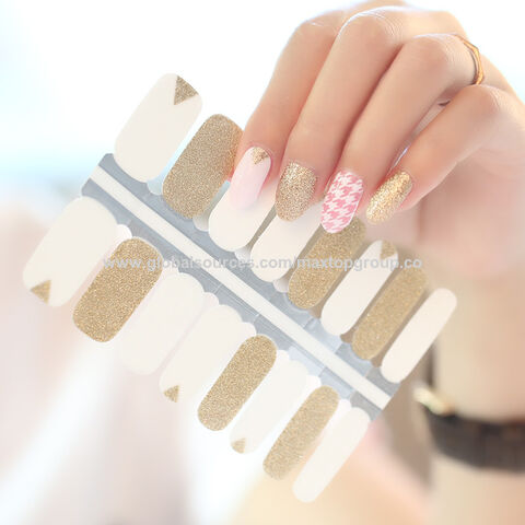 2024 Neue Heiß Verkaufende Nagellackaufkleber, 16 Stück/Streifen Nagel Wraps, Glitzer Nail Art Lieferant