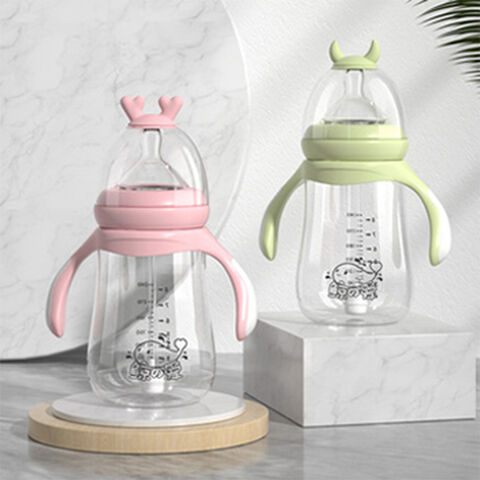 Glass Baby Drink Bottles with Straw Baby Milk Feeder Set with Silicone  Cover Anti-drop Child Feeding Bottle Glass Baby Bottle
