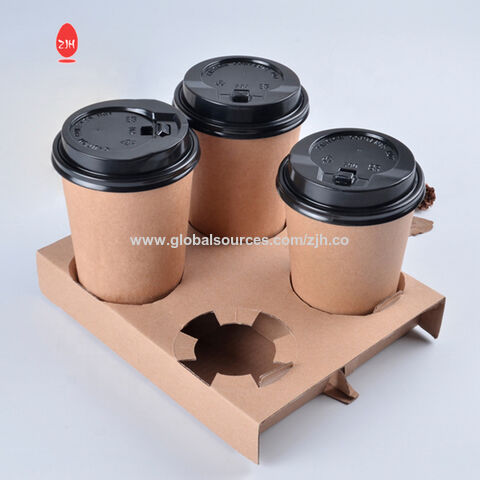 10pcs Disposable Cup Holder Clip For Coffee And Drinks, Eco-friendly Kraft  Paper Carrier Tray With Handle For Safe Transport, Moisture-resistant Desig
