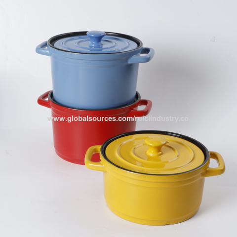 Buy Wholesale China Enamel Casseroles Thermal Insulated Round With Lid  Camping Cookware & Camping Enamel Casserole Cookware Pot at USD 15.5