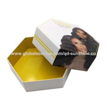 Wig Gift Packaging Box Hexagon Rigid Cardboard Packing Paper Box