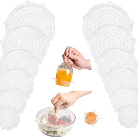 Tampas de Silicone Elásticas, Silicone de Qualidade Alimentar Livre de BPA, Tampas de Silicone Reutilizáveis Flexíveis para Armazenamento de Alimentos for sale at factory direct price