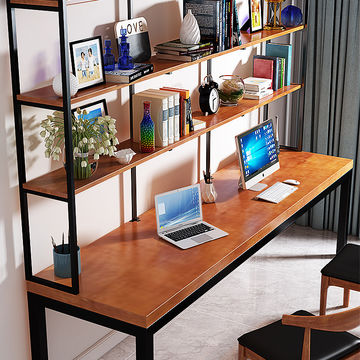 China American Solid Wood Desk And, Desktop Computer Desk Bookcase Combination