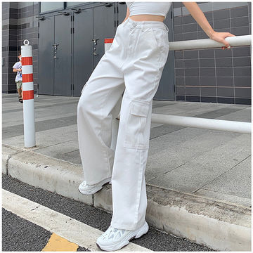 Buy Online White Ankle Length Trousers For Womens With Side Pockets