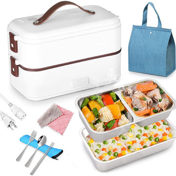 Portable Electric Lunch Box 2 layers Heating Steamer Bento Food Warmer  Sealed