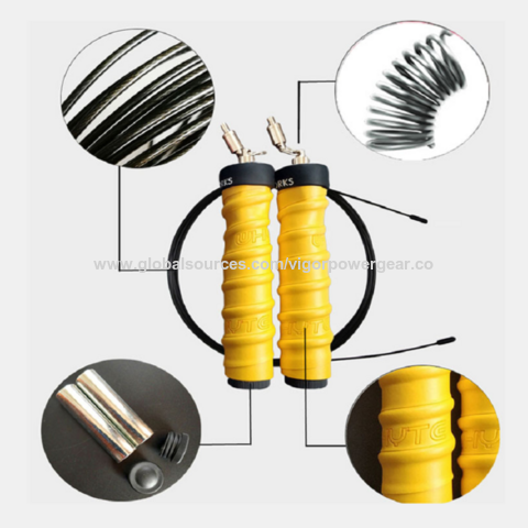 Preiswertes Springseil mit Stahlseil, verstellbar, für Boxen, mit PVC-Schweißband-Griff for sale at factory direct price