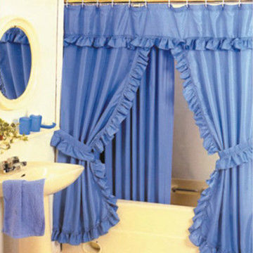 China Water Repellent Double Swag Shower Curtain W 12 Hooks Made Of Cotton Customized Designs Welcomed On Global Sources Global Sources Double Swag Shower Curtain, Double Swag Shower Curtains With Valance