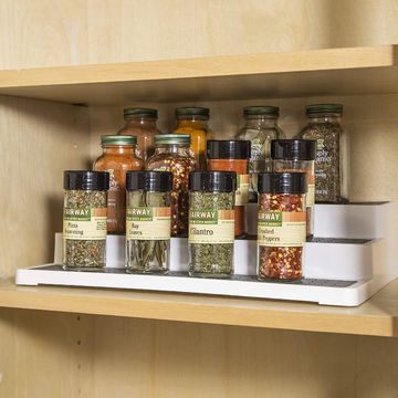 Non Slip 3 Tier Spice Rack Step Shelf Organizer - For Kitchen