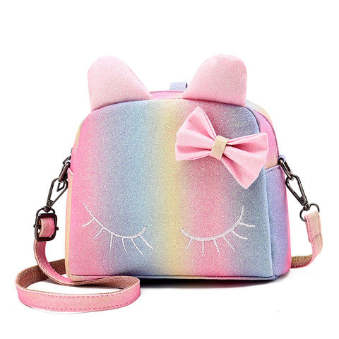 Pinky Family Cute Cat Ear Kids Handbags Crossbody Bags PU Leather Backpacks red 