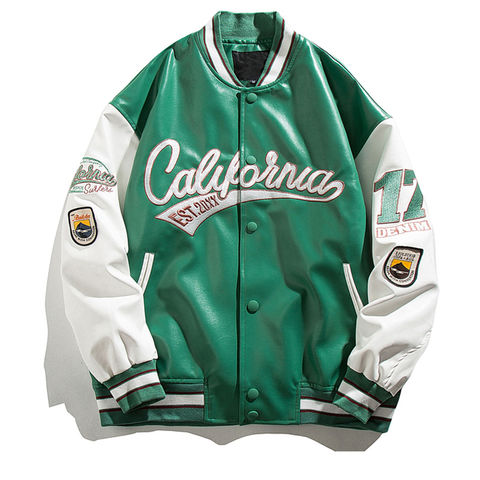 Source Hot Sale Top Quality Green and Yellow Baseball Varsity