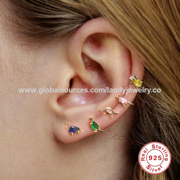 925 Cartilage Earrings With Silver Zircon Stone