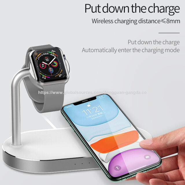 Carregador sem fio certificado MFi pelo fabricante, estação de carregamento sem fio com carregador iwatch para iPhone, iPod