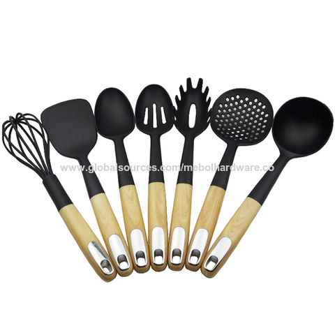 Stainless Steel Kitchen Utensil Set 7pcs Cooking Utensils Nonstick Kitchen  Utensils Cookware Set with wooden handle