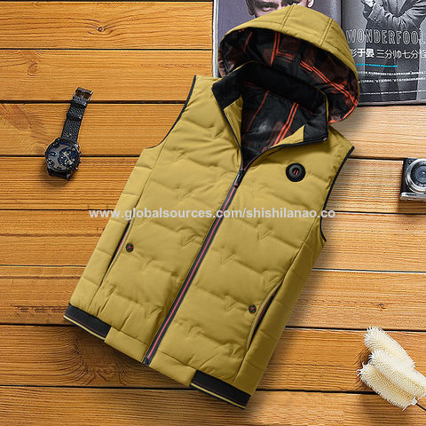 mens down vest with hoodie