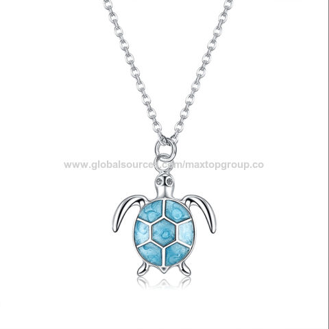 Zirkon Halskette S925 Sterling Silber Anhänger Halskette für Damen Lebhafte Schildkröte Ozean Feiner Schmuck
