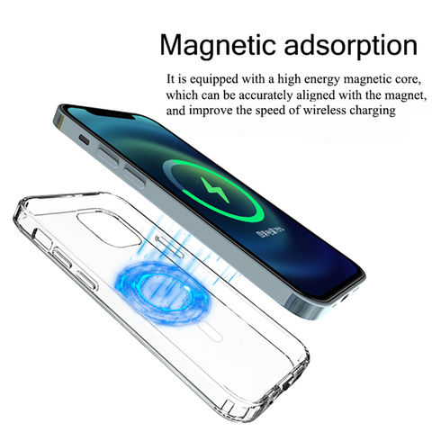 جراب هاتف لهاتف iPhone 12 13 Pro Max، جراب حماية شفاف من مادة TPU PC لشاحن MagSafe، جراب مغناطيسي