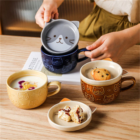 Household goods Creative Tiger Ceramic Coffee Espresso Mug Cups With Lids  And Spoon Personalized Gift Box Cute Kawaii Milk Cup Drinkware 