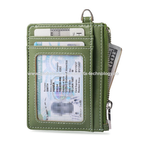 Men Women Wallet Card Holder Leather RFID Blocking Zipper Pocket